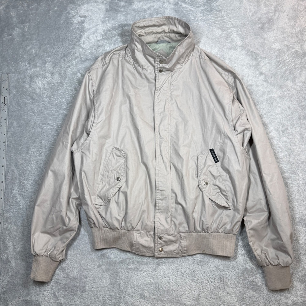 Vintage Members Only Racer Jacket Mens 44 Tan Cafe Racer Bomber Full Zip 80s